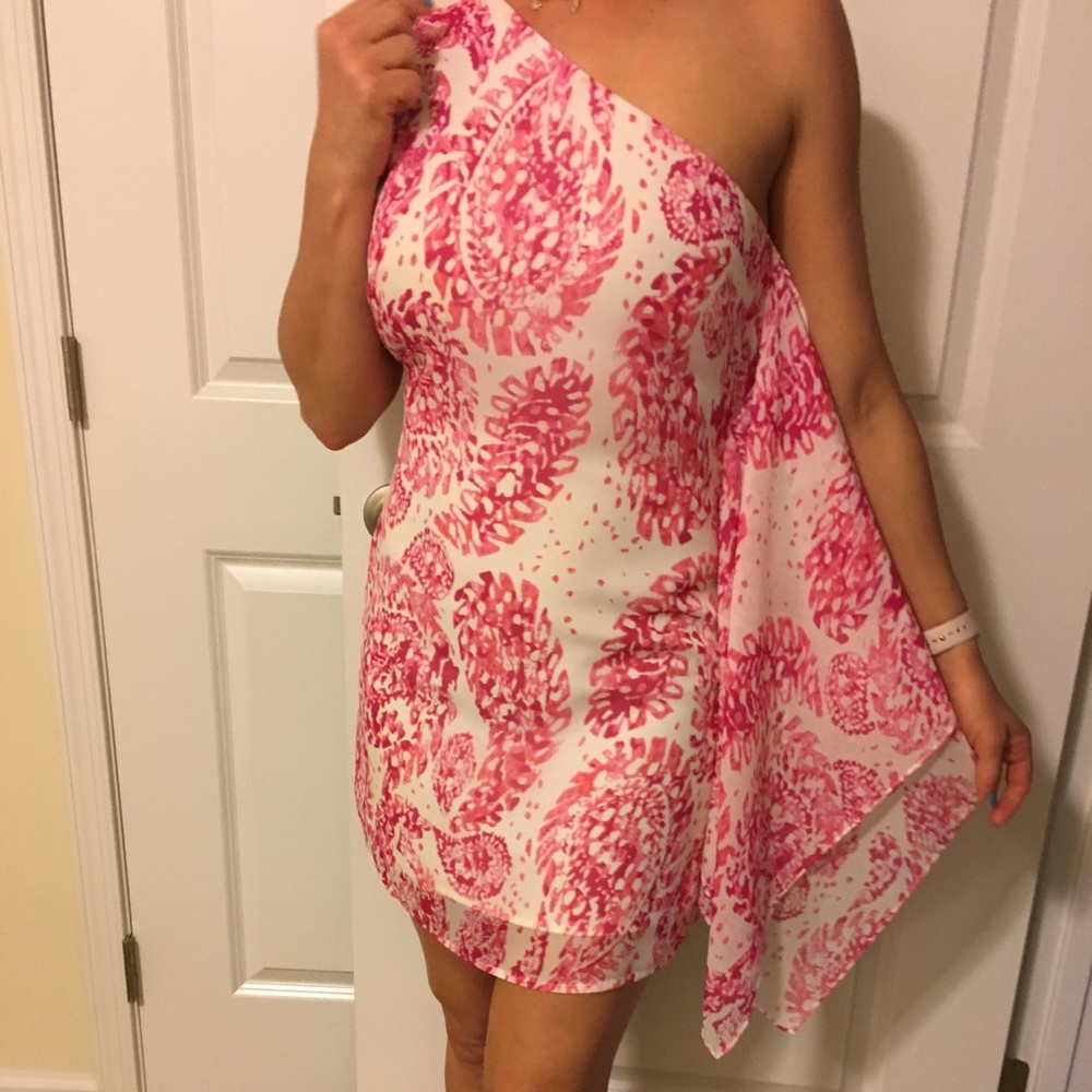 Pink and White paisley cocktail dress
